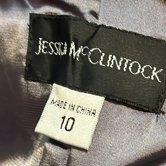 Jessica McClintock | silver gray ruched mini‎ semi-formal dress 6/8/10 strapless - Picture 5 of 7